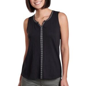 Kuhl Shay Medium Black Casual Tank Top 100% Cotton Embroidered
